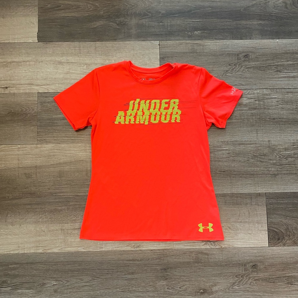 Womens Under Armour Running Shirt Heat Gear Hot Pink - Size S